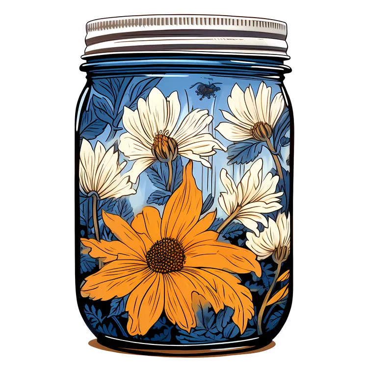 Beautiful Flowers in a Jar