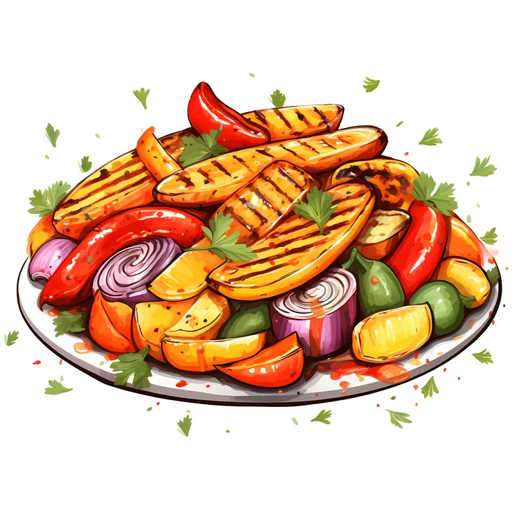 Colorful Grilled Vegetables on a Plate