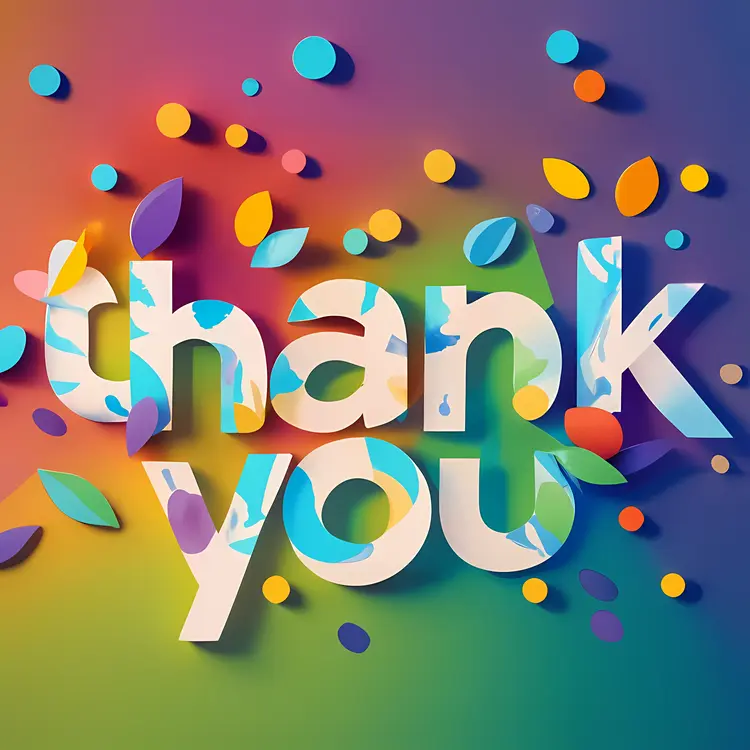 Colorful Thank You Message with Leaves