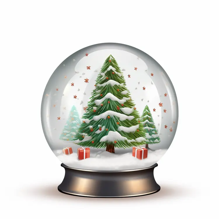 Christmas Snow Globe with Trees and Gifts