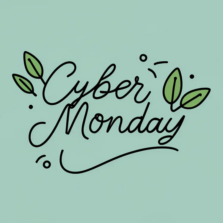 Cyber Monday Sale Banner with Leaves