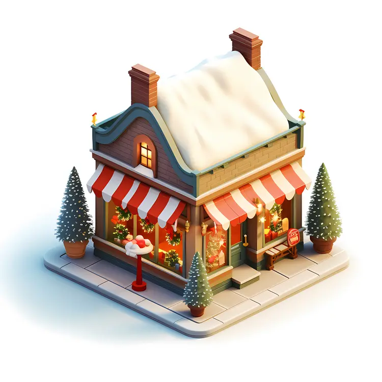 Small House Decorated for Christmas