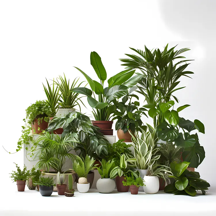 Group of Potted Plants Illustration