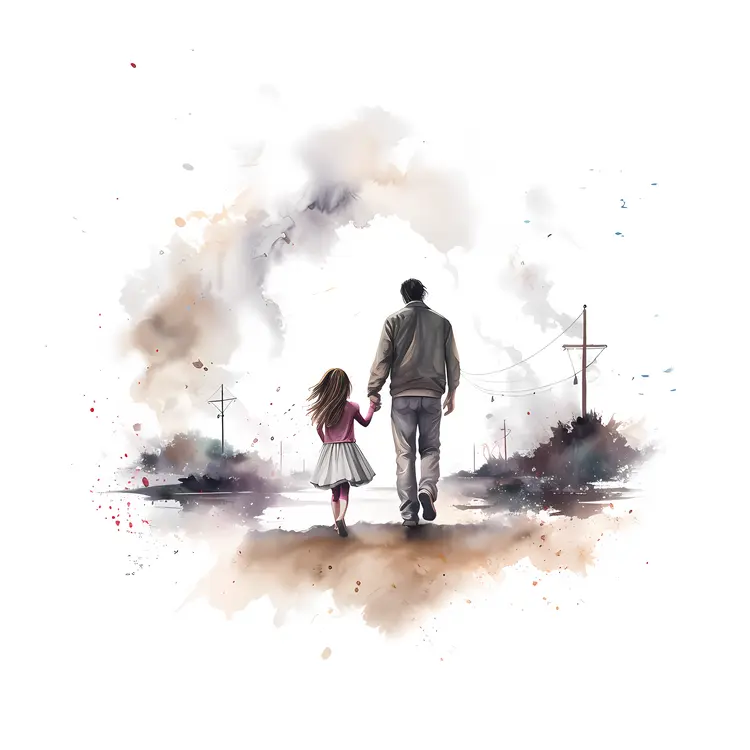 Father and Daughter Watercolor Painting for Father's Day