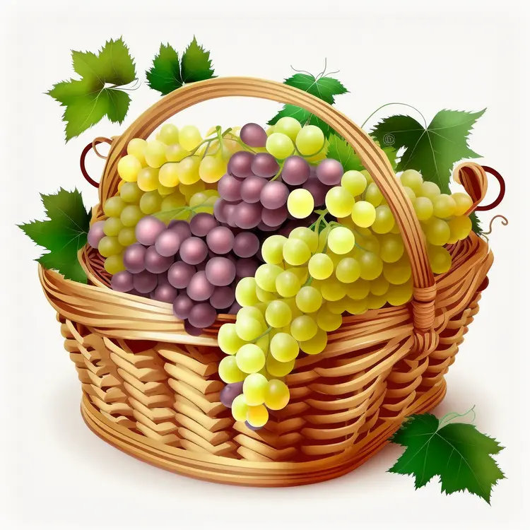 Wicker Basket of Fresh Grapes