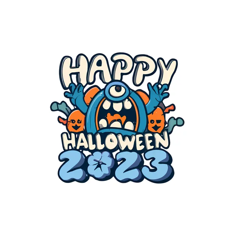 Happy Halloween 2023 Text with Monster