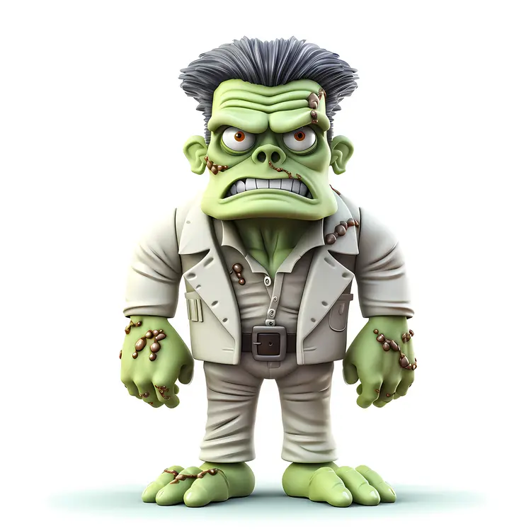 Angry Green Monster with Scars