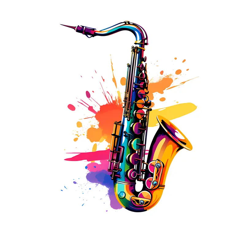 Saxophone with Paint Splashes