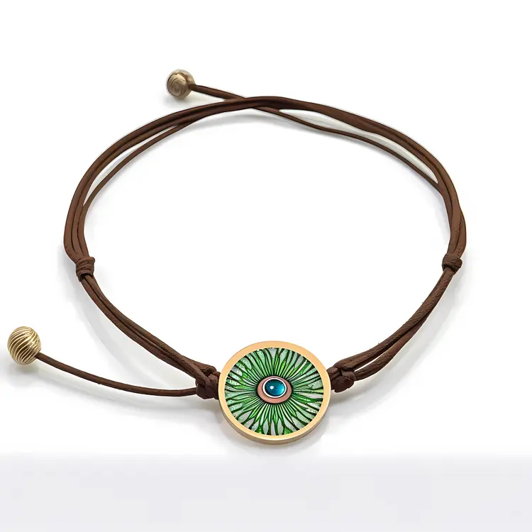 Handmade Evil Eye Bracelet with Green and Blue Design