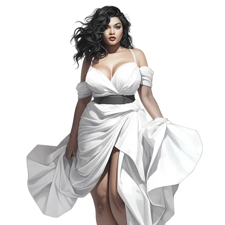 Elegant Woman in White Dress