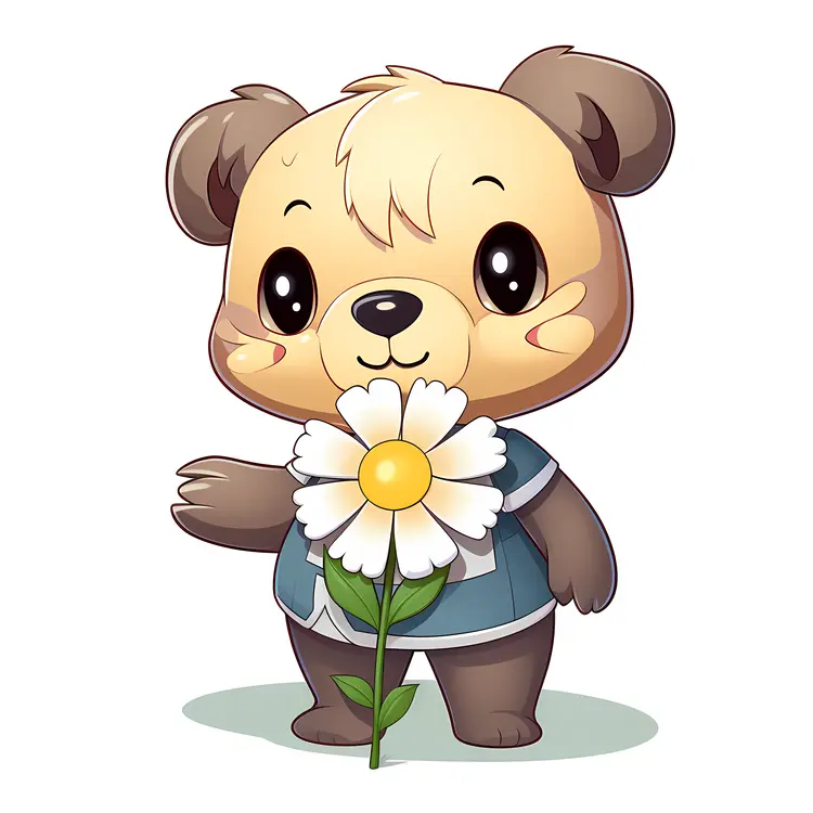 Cute Panda Holding a Flower Illustration