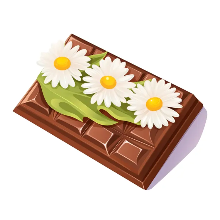 Chocolate Bar with Daisies and Leaf