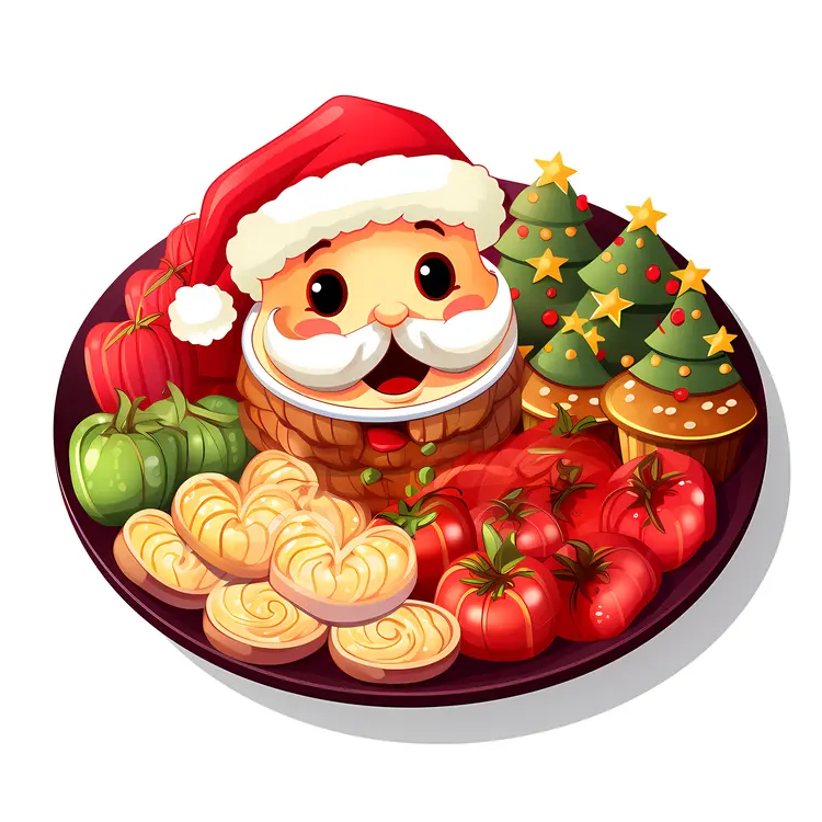 Santa-themed Vegetable Platter for Christmas