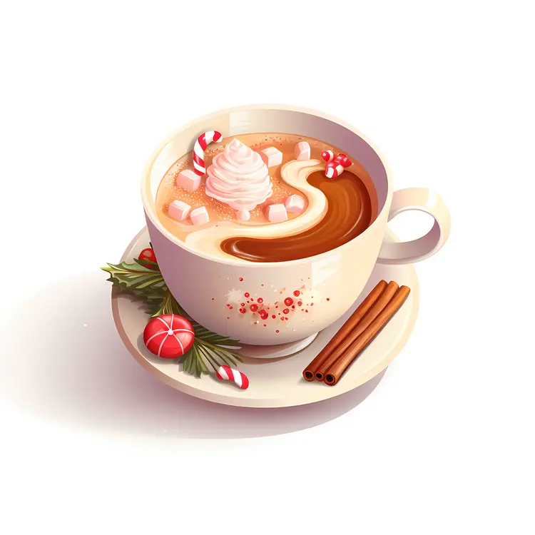 Hot Chocolate with Whipped Cream and Candy Cane