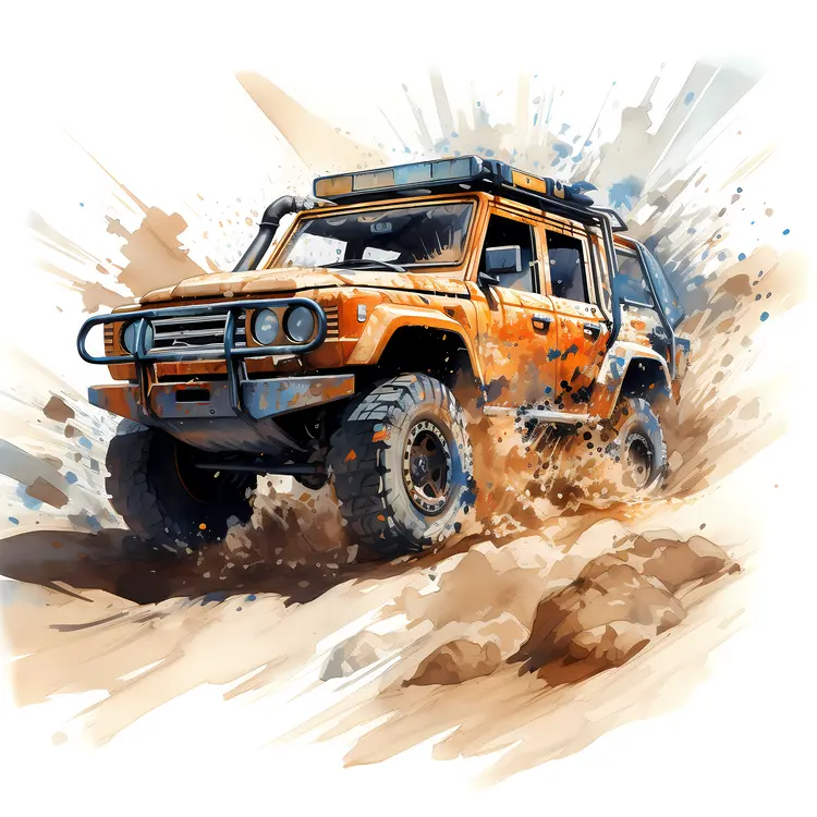 Orange Off-Road Vehicle in Action