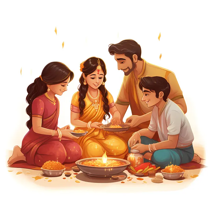 Family Celebrating with Candles