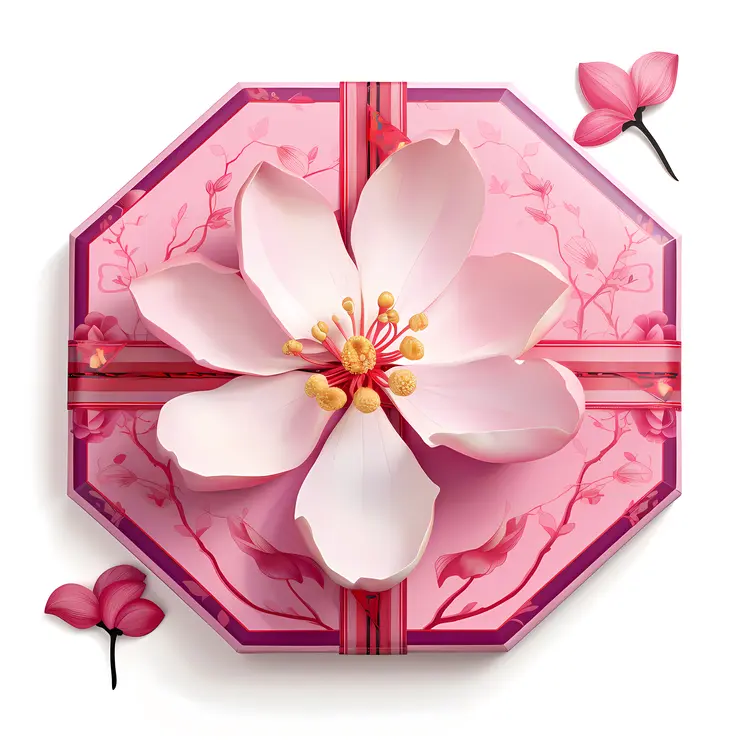 Charming Pink Gift Box with Flower Accent