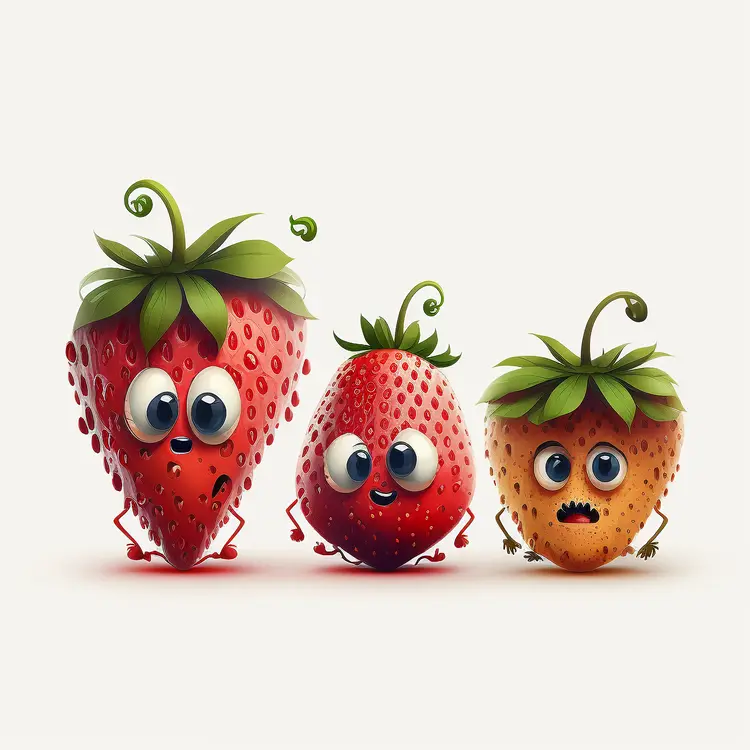 Cute Cartoon Strawberries with Expressions