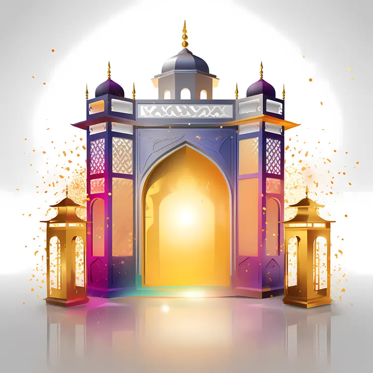 Colorful lanterns and arch