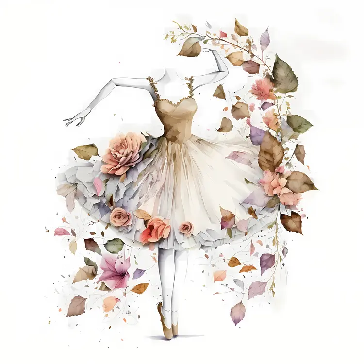 Elegant Ballerina with Floral Dress
