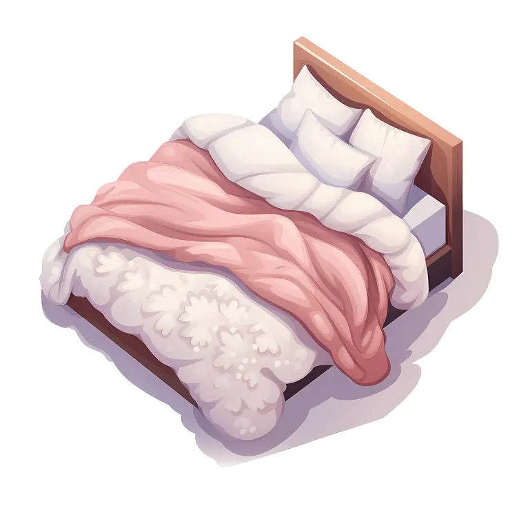 Cozy Bed with Pink and White Bedding
