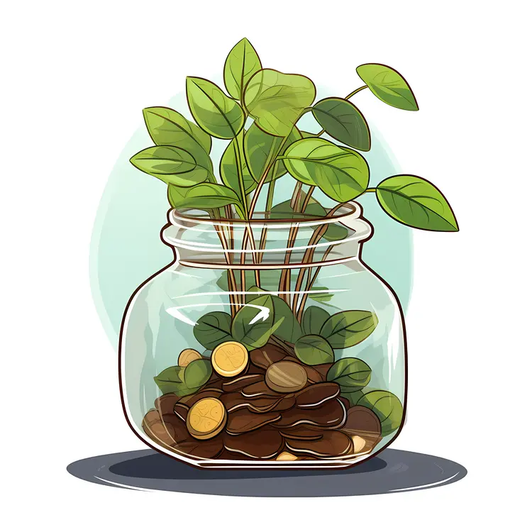 Money Plant in a Jar with Coins