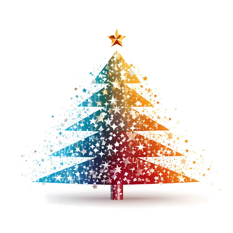 Colorful Starry Christmas Tree with Star Topper
