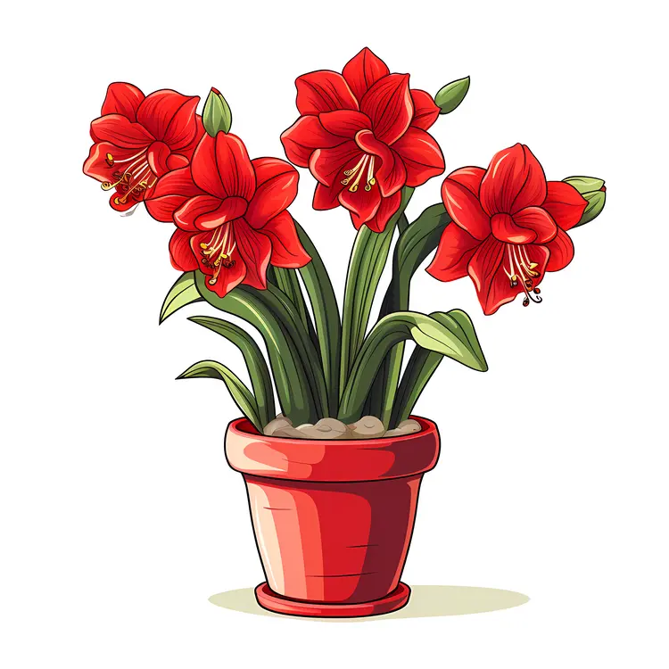 Red Flowers in a Red Pot