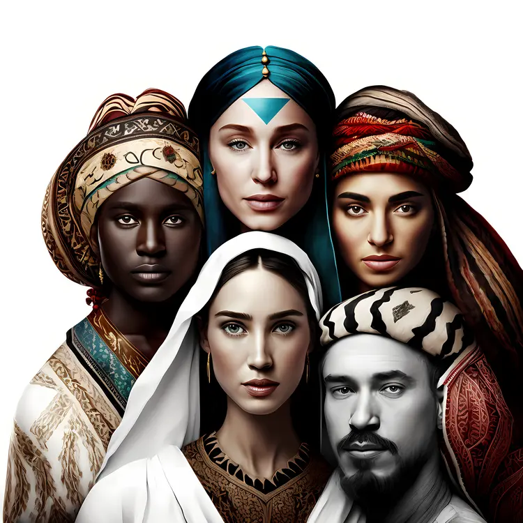 Diverse Group of People in Traditional Attire