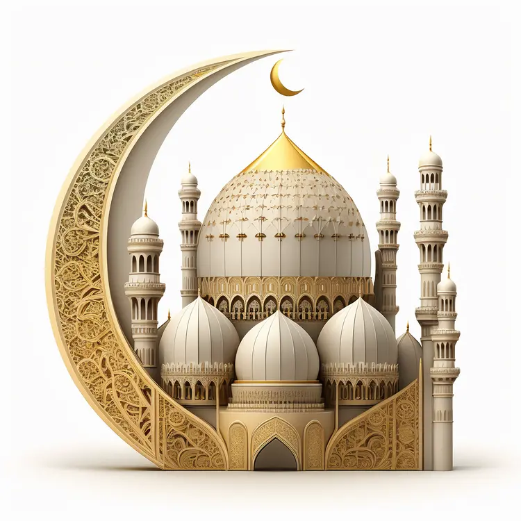 Beautiful Mosque with Crescent Moon