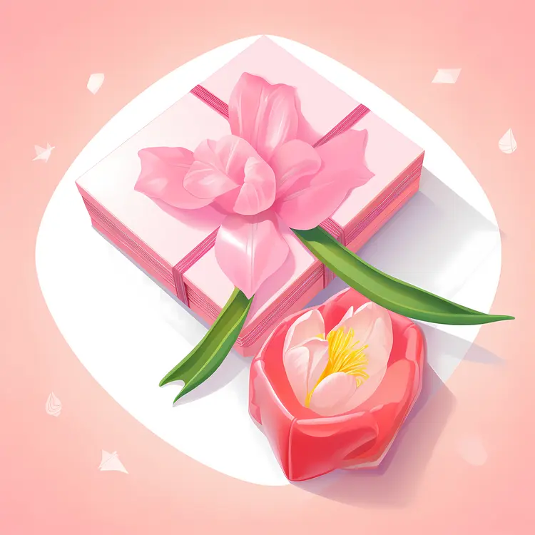 Pink Gift Box with Tulip