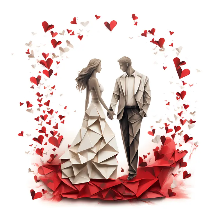 Geometric Couple with Hearts