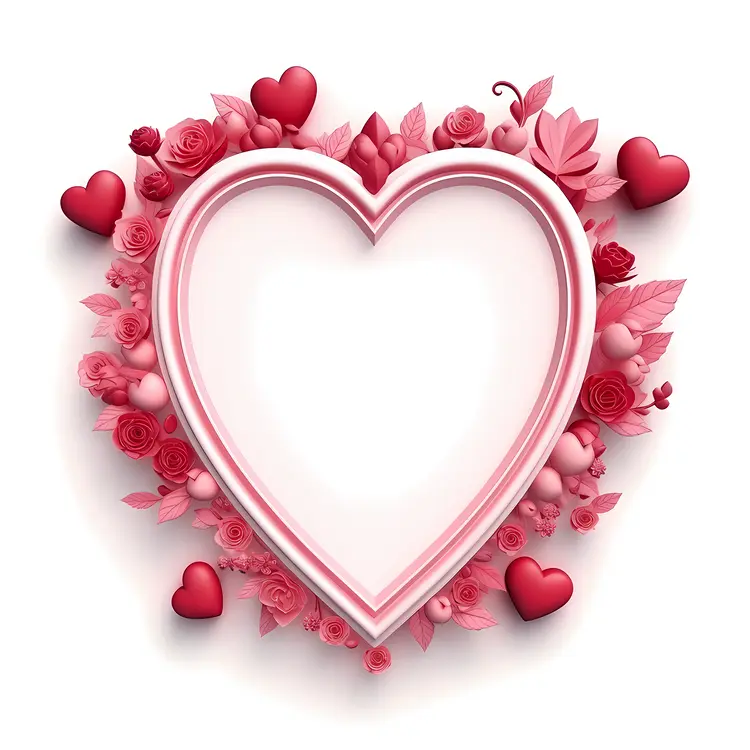 Heart Frame with Pink Flowers