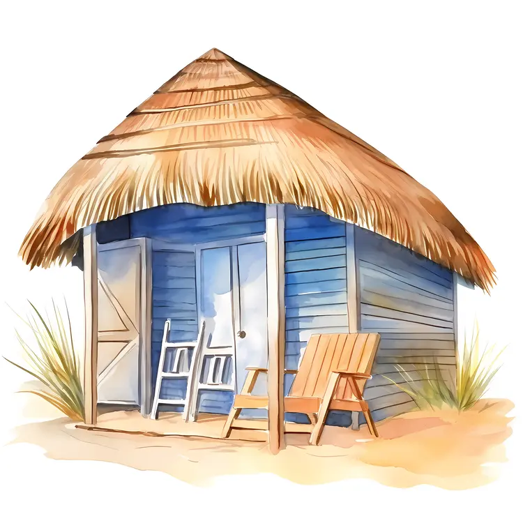 Thatched Roof Hut on the Beach