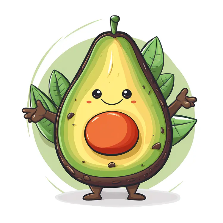 Cute Cartoon Avocado Character