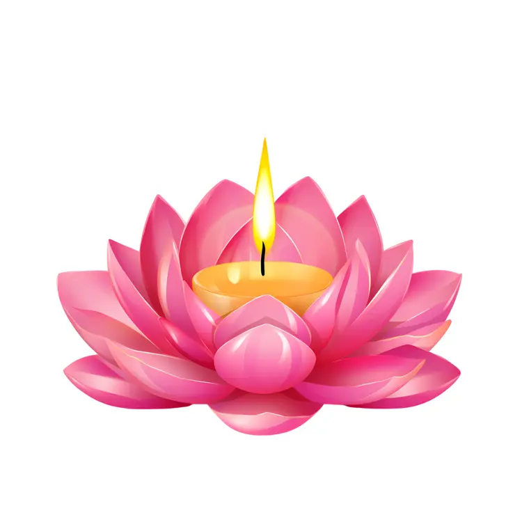 Pink Lotus Candle with Yellow Candle