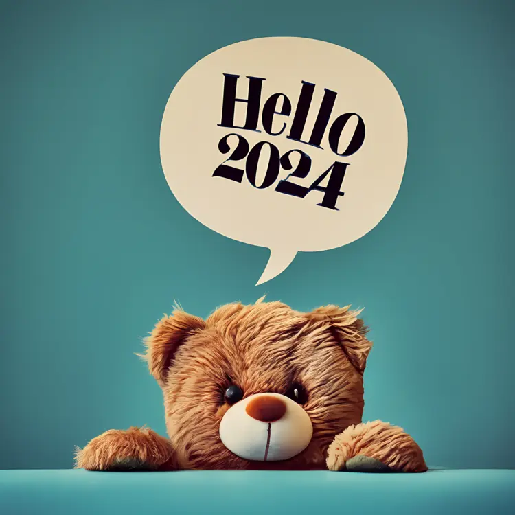 Cute Teddy Bear Greeting Hello 2024