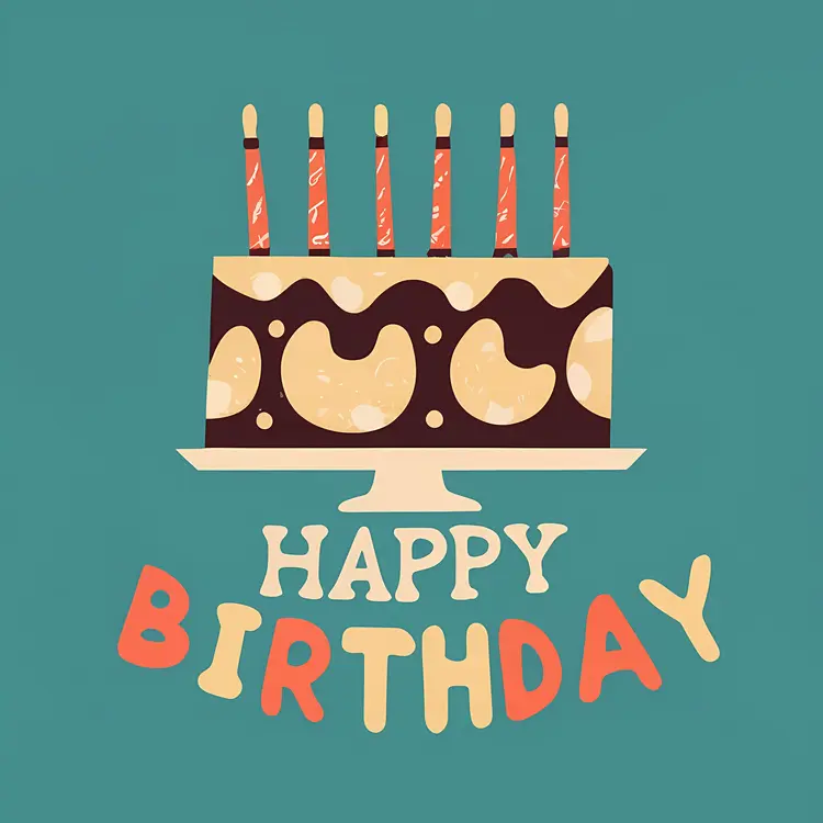 Illustrated Birthday Cake with Candles