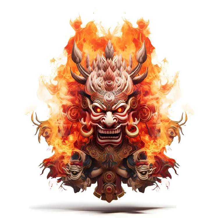 Fiery Demon Mask Illustration
