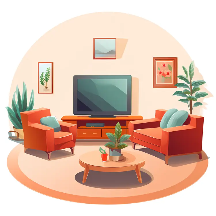 Cozy Living Room with TV and Furniture