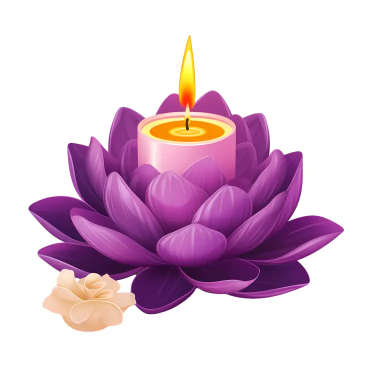 Purple Lotus Candle with Flame