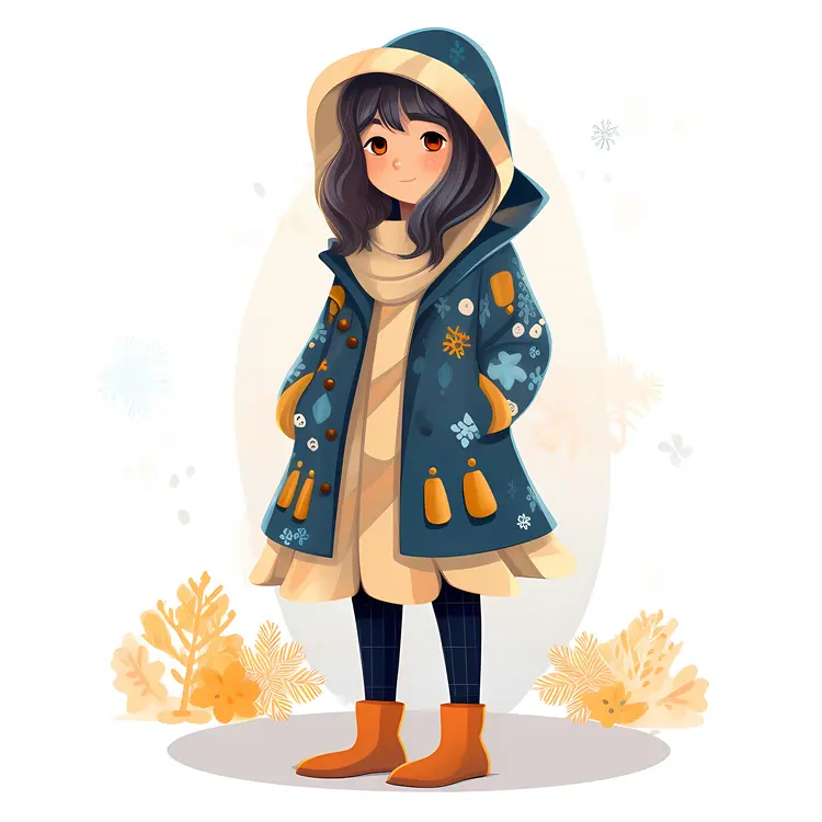 Sweet Girl in Blue Winter Coat