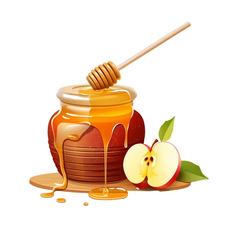 Apple and Honey with Wooden Dipper