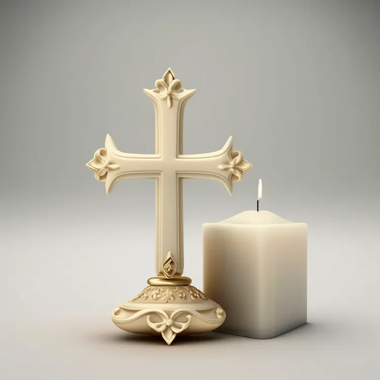 Elegant Cross and Candle for Religious Ceremony