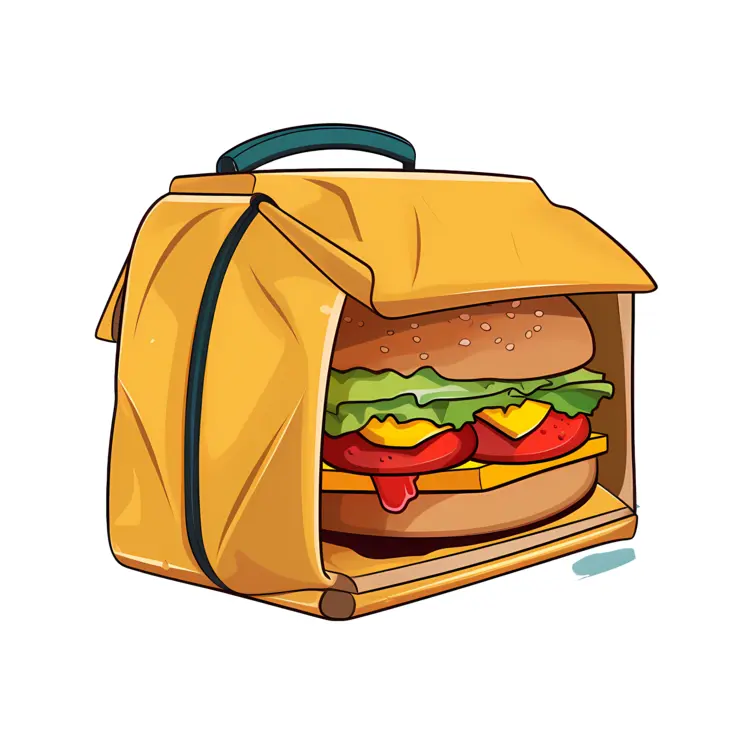 Burger in Yellow Lunch Bag