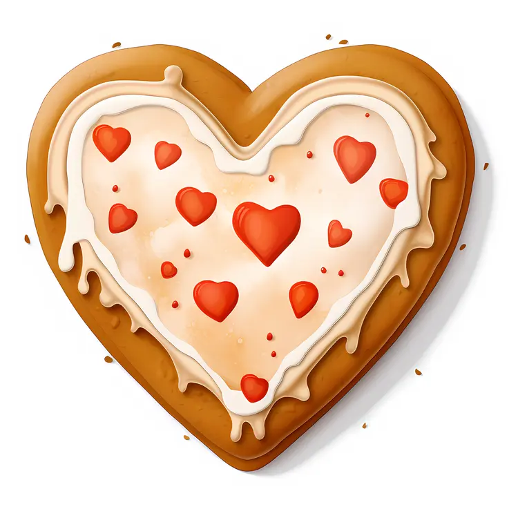 Decorative Heart Cookie with Hearts and Icing