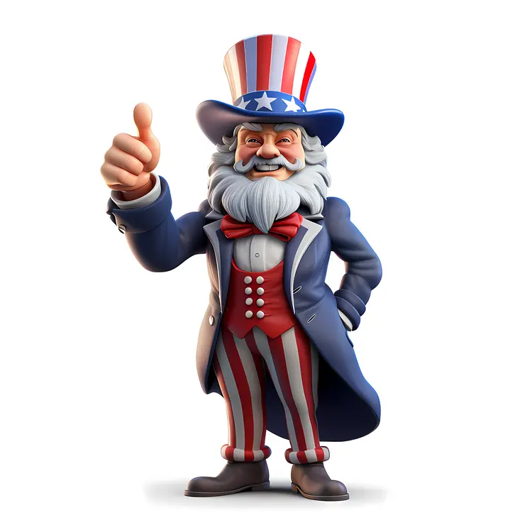Patriotic Character in Red, White, and Blue Outfit