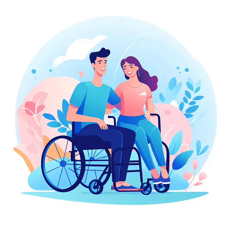 Couple in Wheelchairs with Nature Background