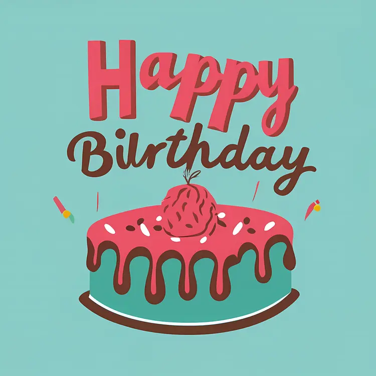 Happy Birthday with Strawberry Cake