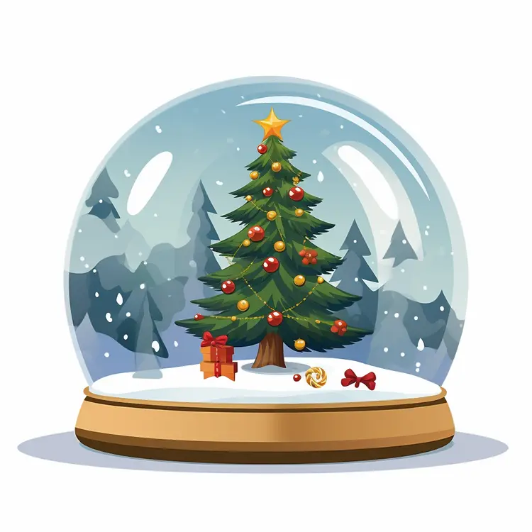 Christmas Tree in Snow Globe with Gifts